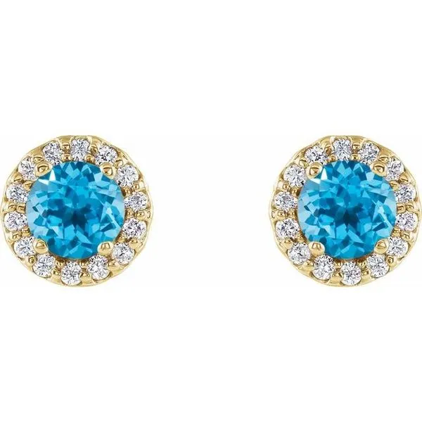 Round 4-Prong Halo-Style Earrings Image 2 Becky Beck's Jewelry DeKalb, IL