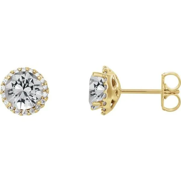 Round 4-Prong Halo-Style Earrings J. Meredith Jewelers Delafield, WI