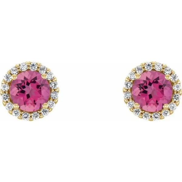 Round 4-Prong Halo-Style Earrings Image 2 Diny's Jewelers Middleton, WI