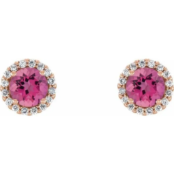 Round 4-Prong Halo-Style Earrings Image 2 Becky Beck's Jewelry DeKalb, IL