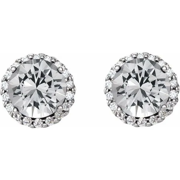 Round 4-Prong Halo-Style Earrings Image 2 Milan's Jewelry Inc Sarasota, FL