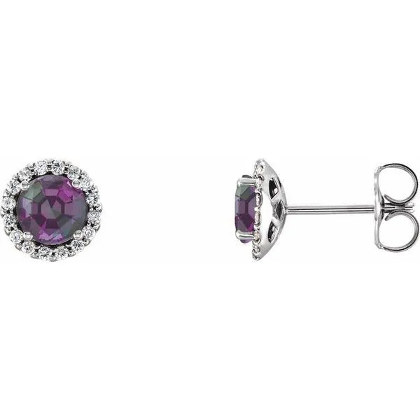 Round 4-Prong Halo-Style Earrings Long Jewelers Chesapeake, VA