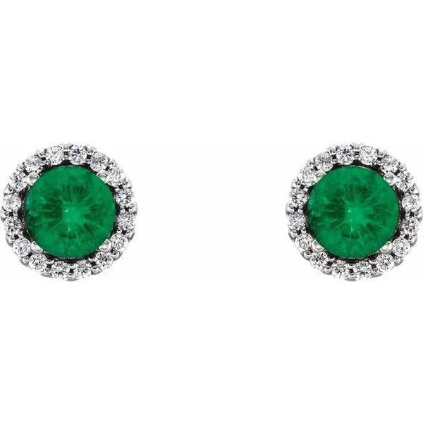 Round 4-Prong Halo-Style Earrings Image 2 Becky Beck's Jewelry DeKalb, IL