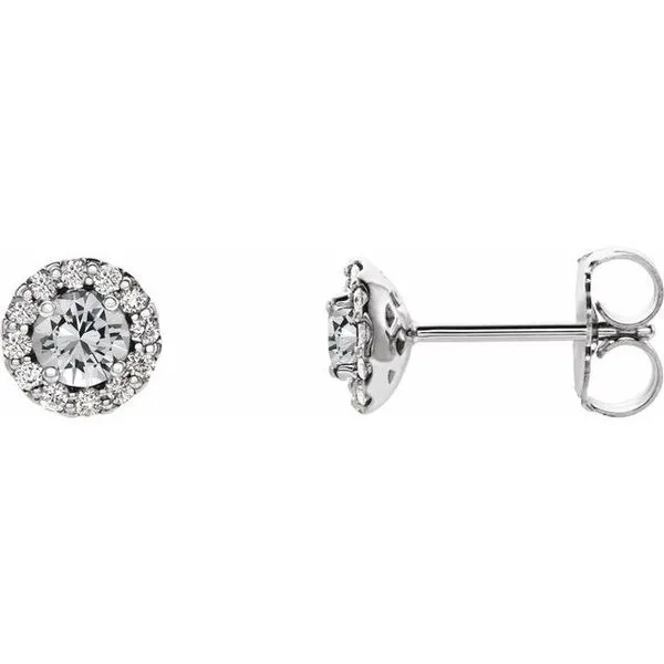 Round 4-Prong Halo-Style Earrings Diny's Jewelers Middleton, WI