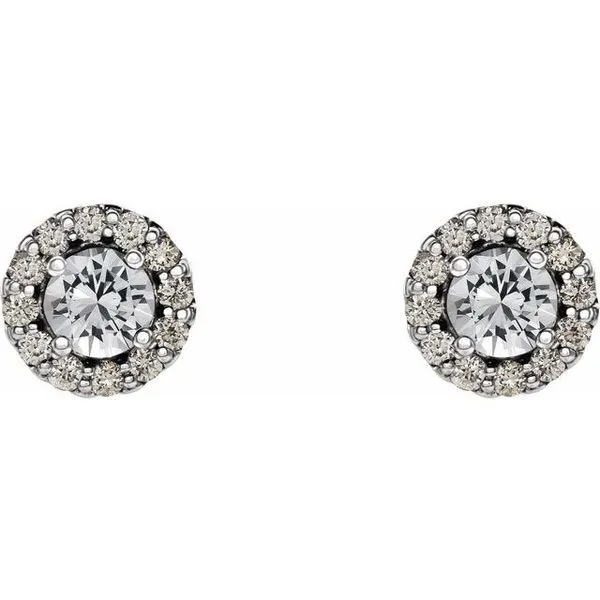 Round 4-Prong Halo-Style Earrings Image 2 J. Meredith Jewelers Delafield, WI