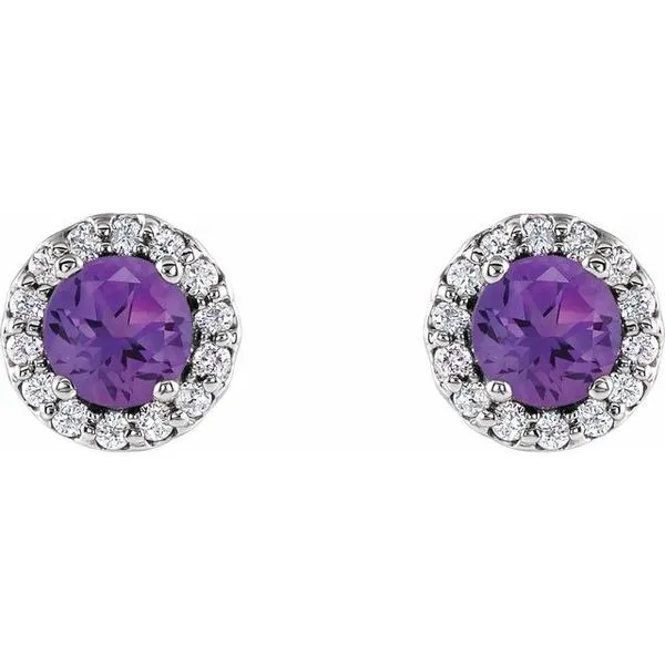 Round 4-Prong Halo-Style Earrings Image 2 Milan's Jewelry Inc Sarasota, FL