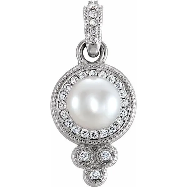 Halo-Style Pearl Pendant Scirto's Jewelry Lockport, NY