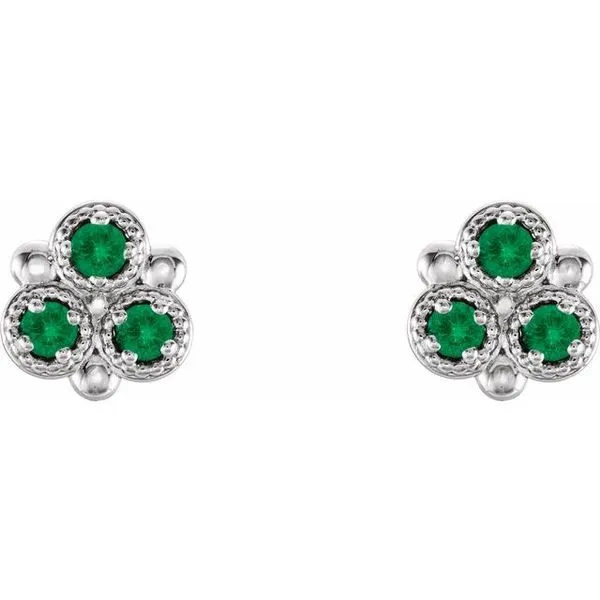 Three-Stone Earrings Image 2 Linwood Custom Jewelers Linwood, NJ