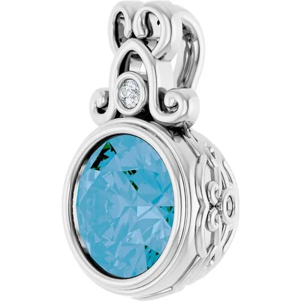 Bezel-Set Accented Pendant Image 2 James & Williams Jewelers Berwyn, IL