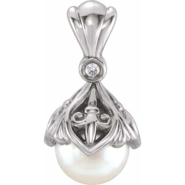 Pearl Fleur-de-lis Pendant Linwood Custom Jewelers Linwood, NJ