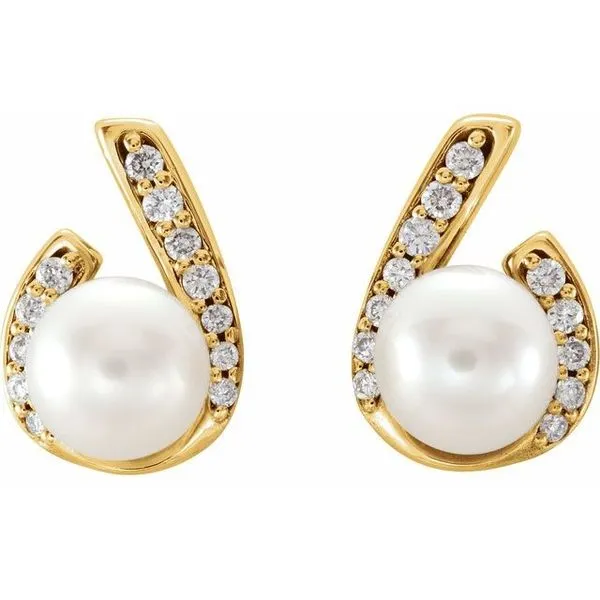 Accented Pearl Earrings Image 2 Long Jewelers Chesapeake, VA