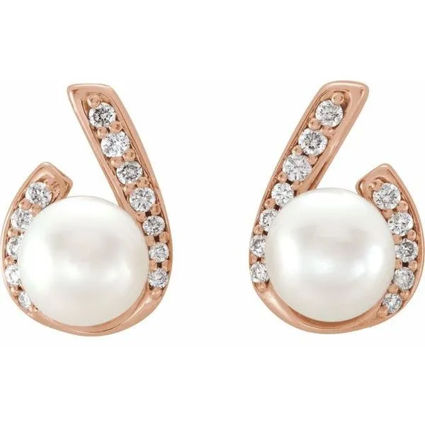 Accented Pearl Earrings Image 2 Becky Beck's Jewelry DeKalb, IL