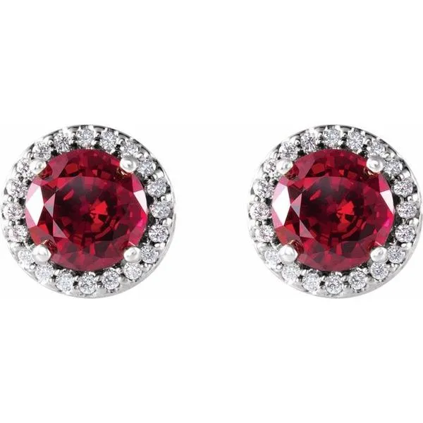 Round 4-Prong Halo-Style Earrings Image 2 Long Jewelers Chesapeake, VA