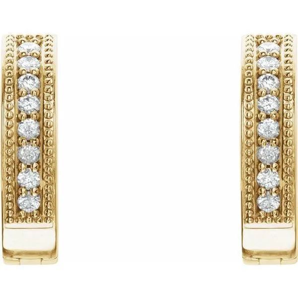 Accented Milgrain Hoop Earrings Image 2 Hopman Jewelers Elkhart, IN