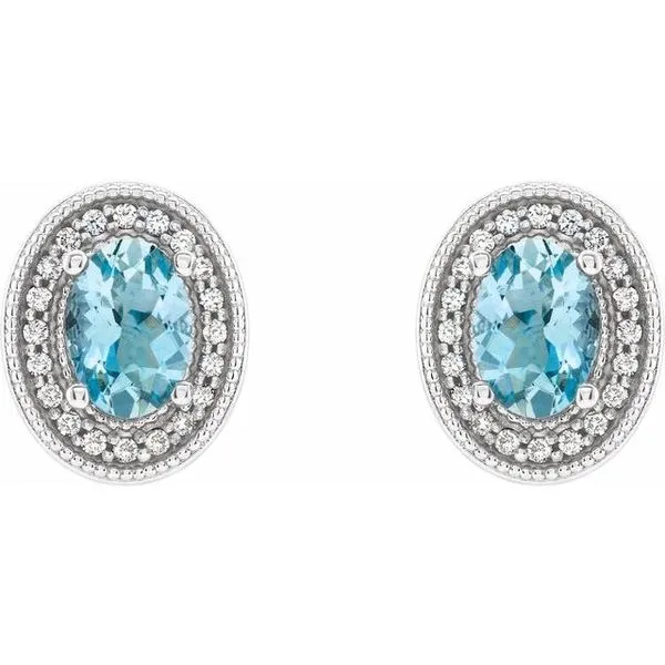 Oval 4-Prong Halo-Style Earrings Image 2 Long Jewelers Chesapeake, VA