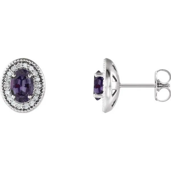 Oval 4-Prong Halo-Style Earrings Long Jewelers Chesapeake, VA