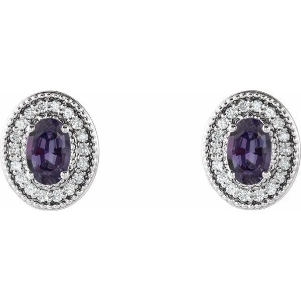 Oval 4-Prong Halo-Style Earrings Image 2 Long Jewelers Chesapeake, VA