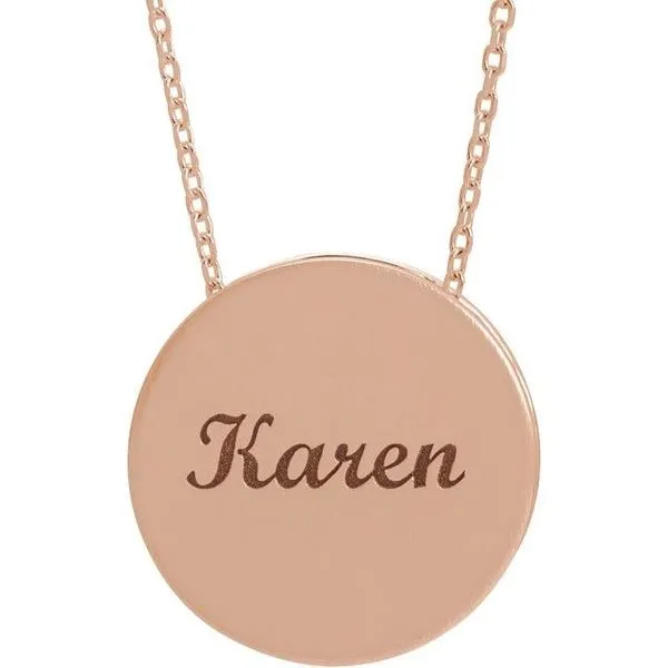 Engravable Disc Necklace Image 3 Hopman Jewelers Elkhart, IN