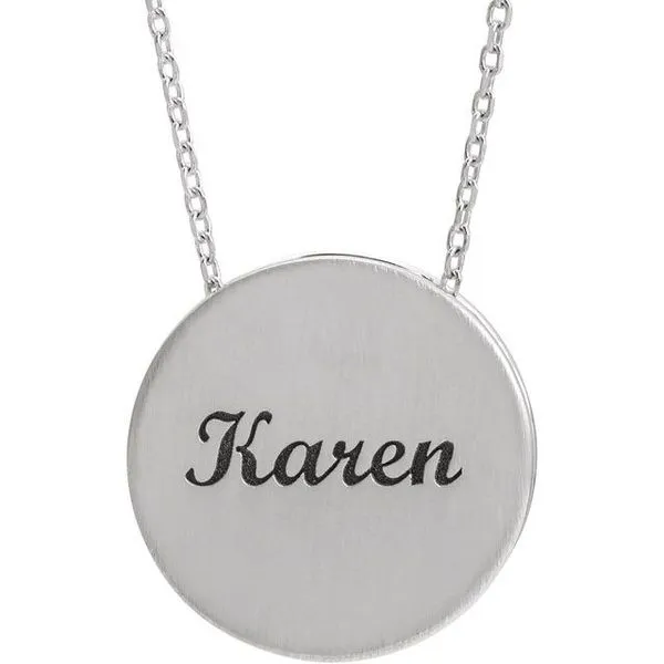 Engravable Disc Necklace Image 3 Hart's Jewelers Grants Pass, OR