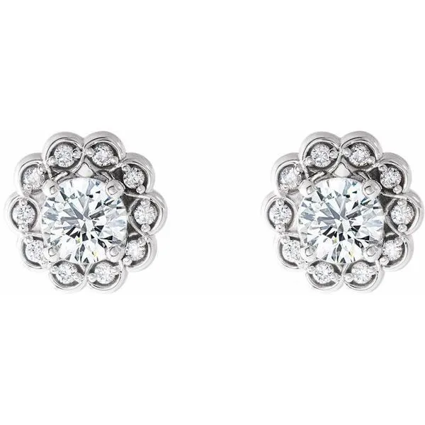 Round 4-Prong Halo-Style Earrings Image 2 Milan's Jewelry Inc Sarasota, FL