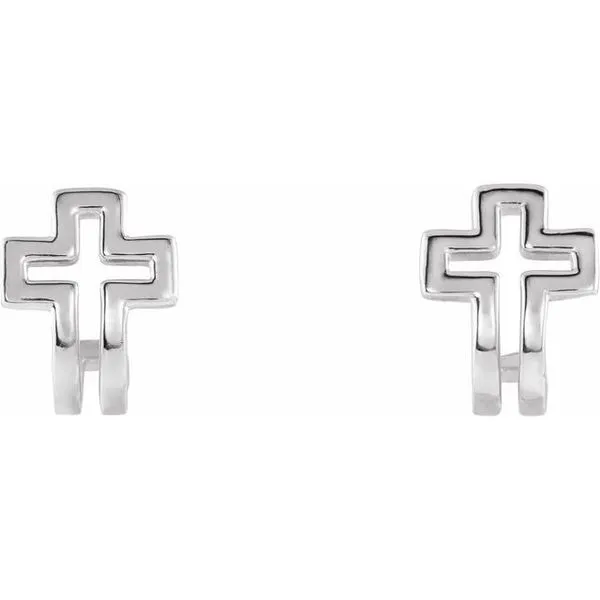 Open Cross J-Hoop Earrings Image 2 Hart's Jewelers Grants Pass, OR