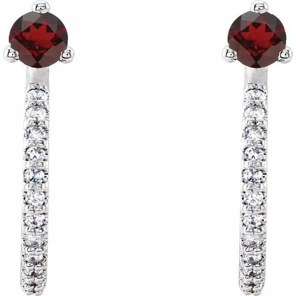 Accented J-Hoop Earrings Image 2 J. Meredith Jewelers Delafield, WI