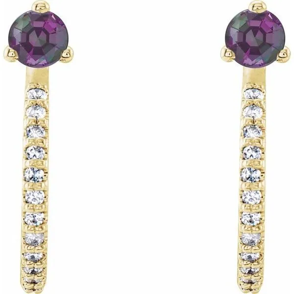 Accented J-Hoop Earrings Image 2 J. Meredith Jewelers Delafield, WI