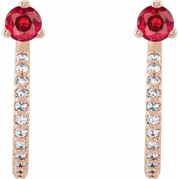 Accented J-Hoop Earrings Image 2 Becky Beck's Jewelry DeKalb, IL