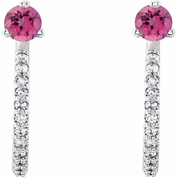 Accented J-Hoop Earrings Image 2 Diny's Jewelers Middleton, WI