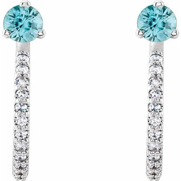 Accented J-Hoop Earrings Image 2 Boyd Jewelers Wesley Chapel, FL