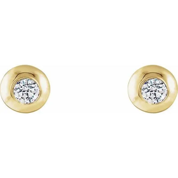 Round Bezel-Set Stud Earrings Image 2 Diny's Jewelers Middleton, WI