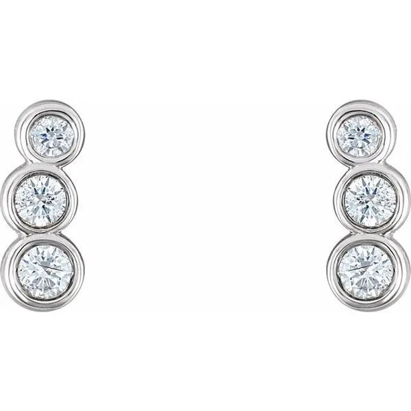 Petite Three-Stone Ear Climbers Image 2 Hopman Jewelers Elkhart, IN
