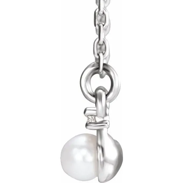 Accented Pearl Bar Necklace Image 2 Scirto's Jewelry Lockport, NY