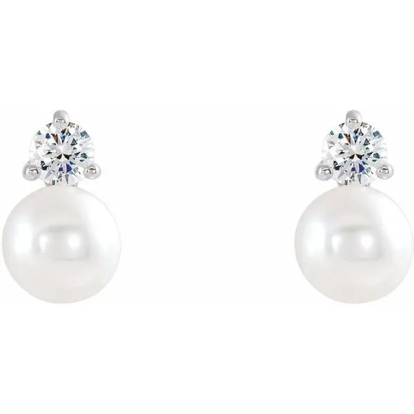 Accented Pearl Earrings Image 2 Milan's Jewelry Inc Sarasota, FL