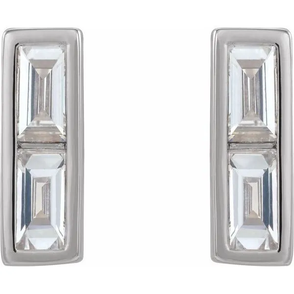 Baguette Bezel-Set Bar Earrings Image 2 Hopman Jewelers Elkhart, IN