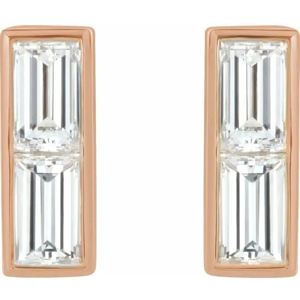 Baguette Bezel-Set Bar Earrings Image 2 Rasmussen Jewelers Spanish Fork, UT