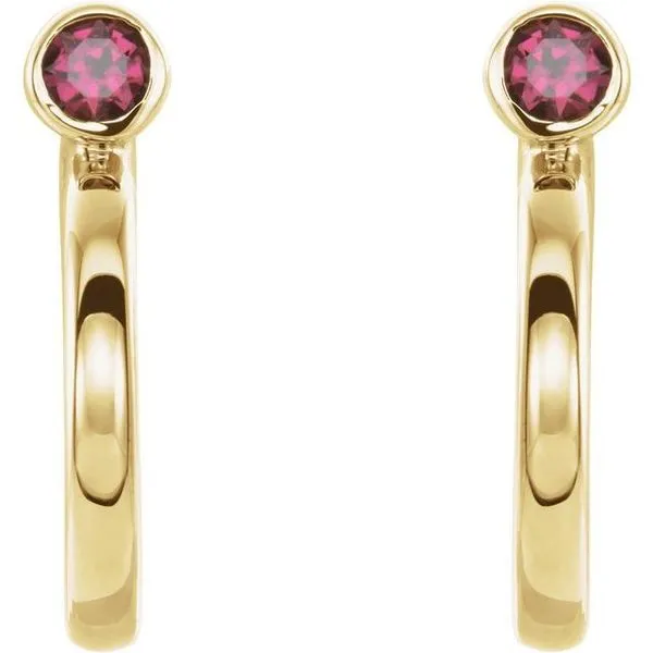 Bezel-Set Hoop Earrings Image 2 Woelk's House of Diamonds Russell, KS