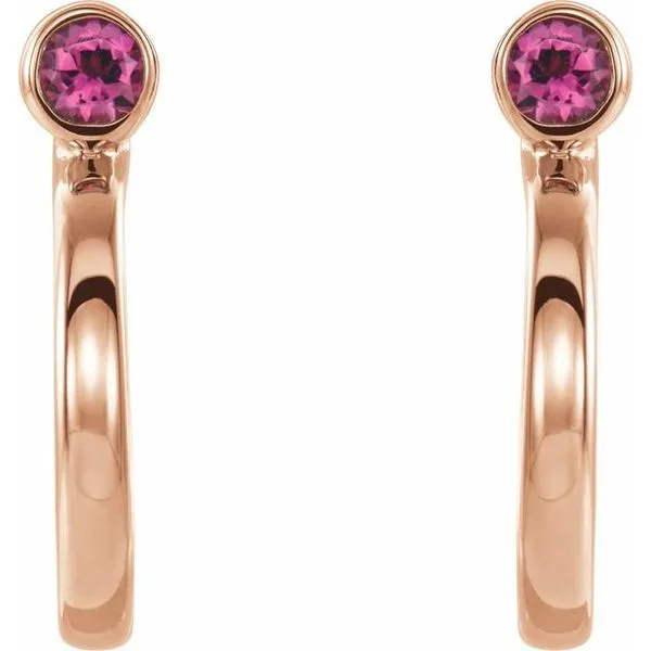 Bezel-Set Hoop Earrings Image 2 Rick's Jewelers California, MD