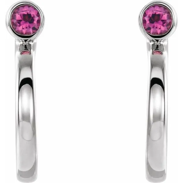 Bezel-Set Hoop Earrings Image 2 Rick's Jewelers California, MD