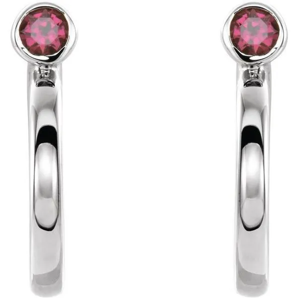 Bezel-Set Hoop Earrings Image 2 Long Jewelers Chesapeake, VA