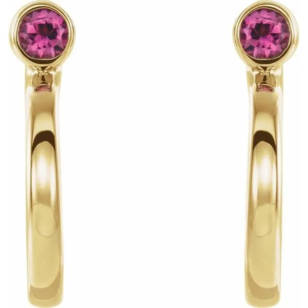 Bezel-Set Hoop Earrings Image 2 Woelk's House of Diamonds Russell, KS