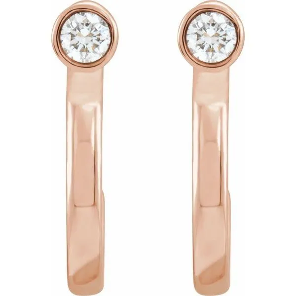 Bezel-Set Hoop Earrings Image 2 Woelk's House of Diamonds Russell, KS