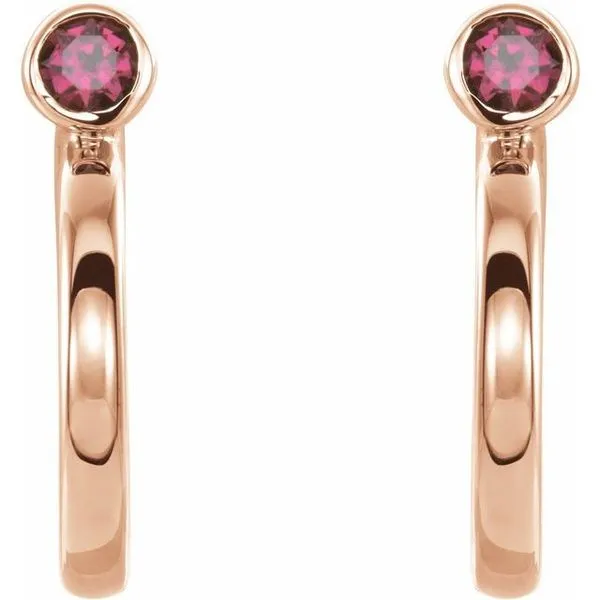 Bezel-Set Hoop Earrings Image 2 Woelk's House of Diamonds Russell, KS