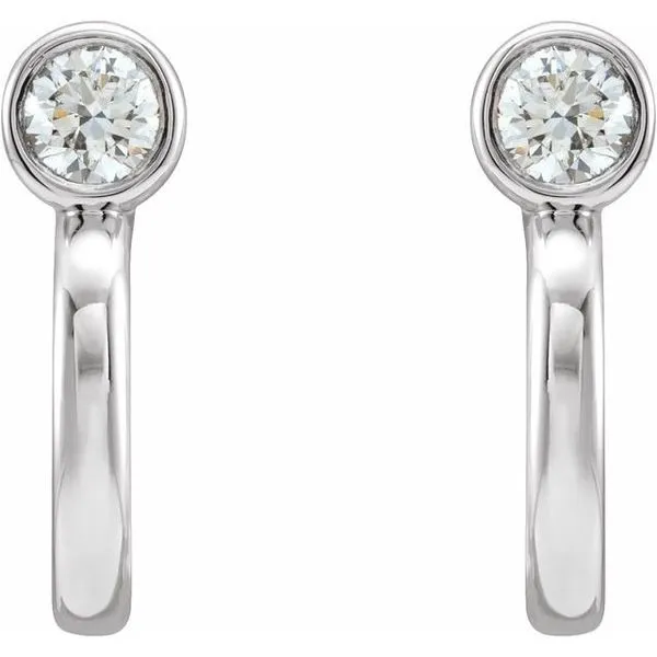 Bezel-Set Hoop Earrings Image 2 Woelk's House of Diamonds Russell, KS