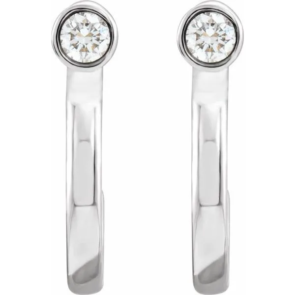 Bezel-Set Hoop Earrings Image 2 Woelk's House of Diamonds Russell, KS