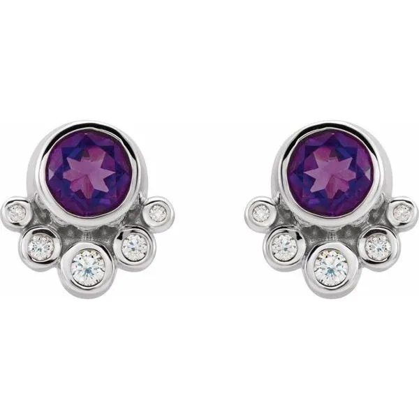 Accented Bezel-Set Earrings Image 2 James Wolf Jewelers Mason, OH