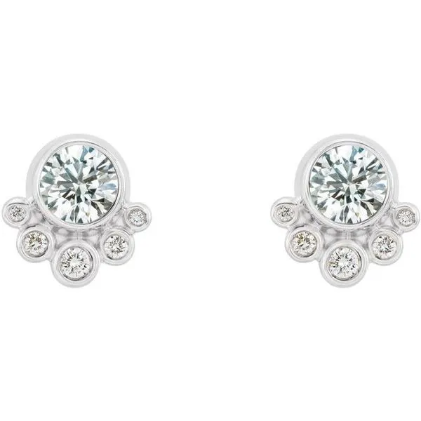Accented Bezel-Set Earrings Image 2 Long Jewelers Chesapeake, VA