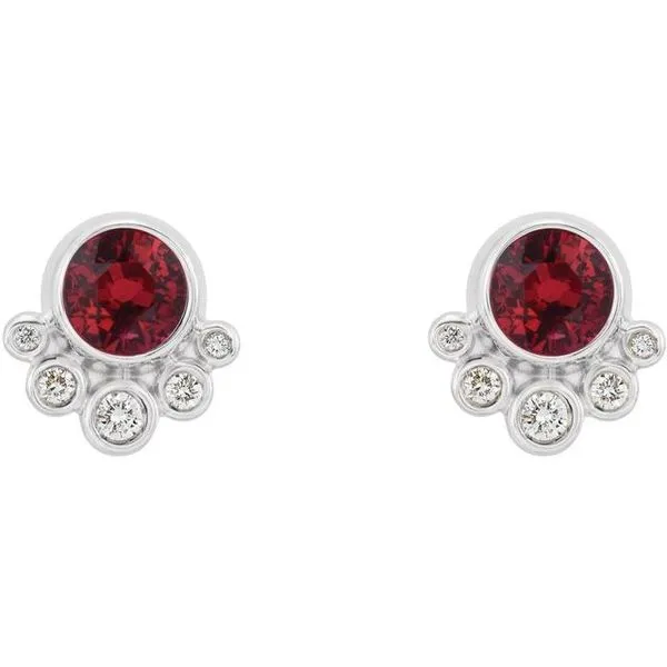 Accented Bezel-Set Earrings Image 2 Long Jewelers Chesapeake, VA