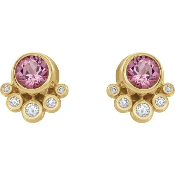 Accented Bezel-Set Earrings Image 2 Long Jewelers Chesapeake, VA