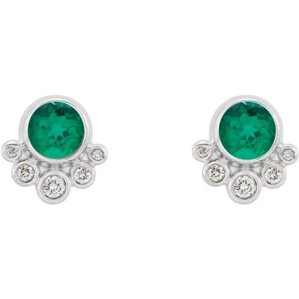 Accented Bezel-Set Earrings Image 2 Hart's Jewelers Grants Pass, OR